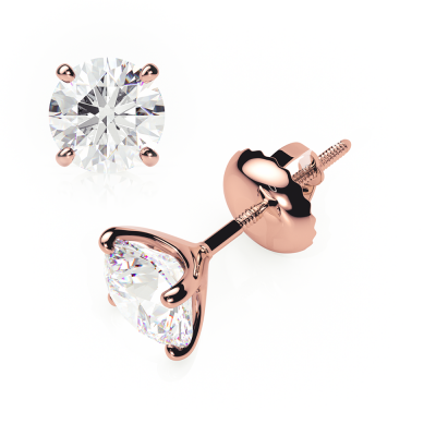 Diamond Earrings 1 CTW Studs G-H/VVS In 18K Rose Gold - SCREW