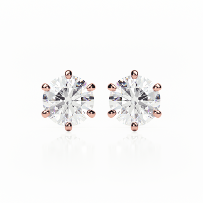 Diamond Earrings 1.4 CTW Studs D-F/S1 In 18K Rose Gold - SCREW