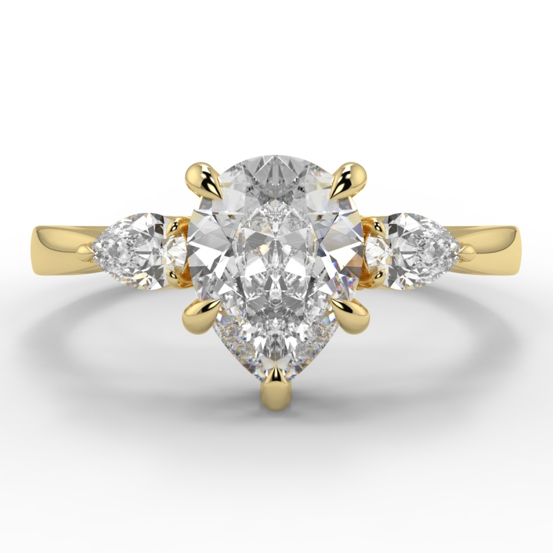pear 3 stone ring