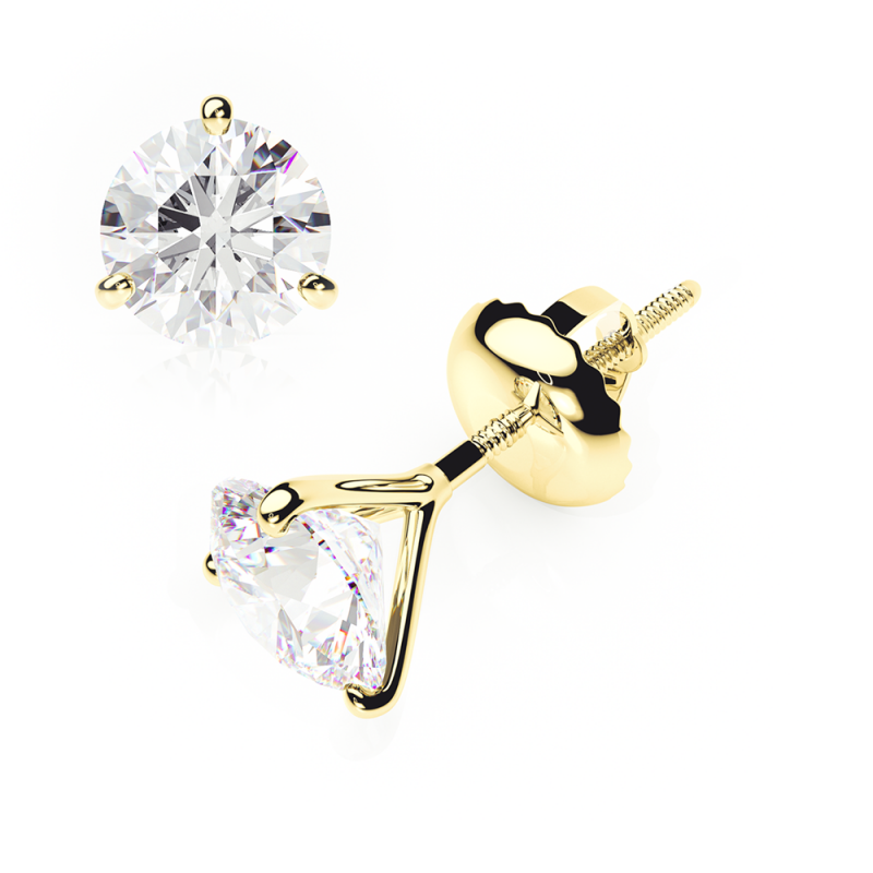 diamond earrings 0.2 ctw studs d-f/vvs in 18k yellow gold - screw