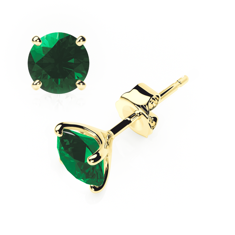 emerald earrings 0.20 ctw studs 4 claw  18k yellow gold - butterfly