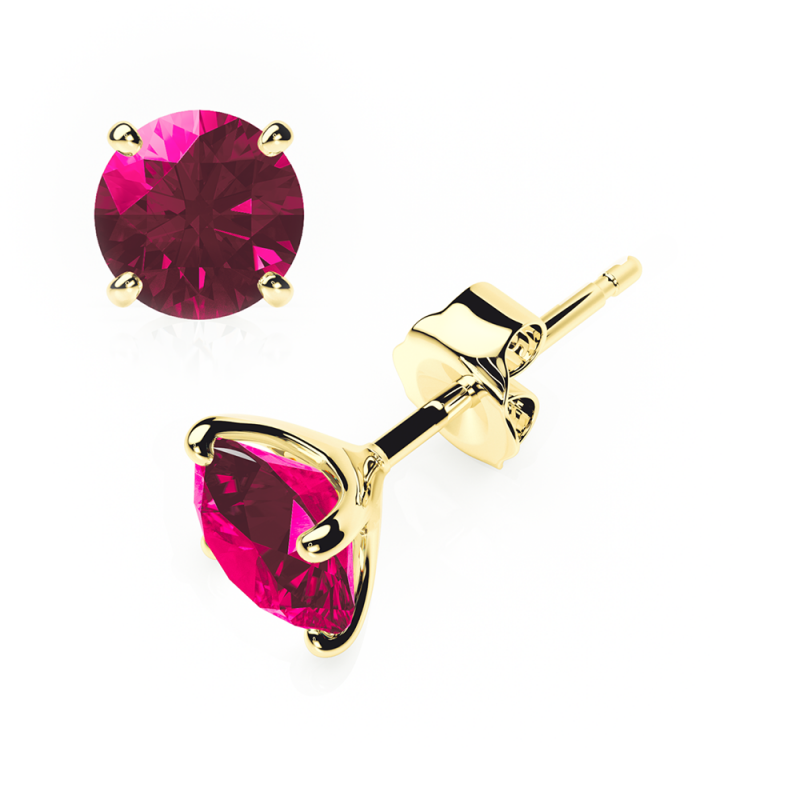 ruby earrings 0.80 ctw studs 4 claw  18k yellow gold - butterfly
