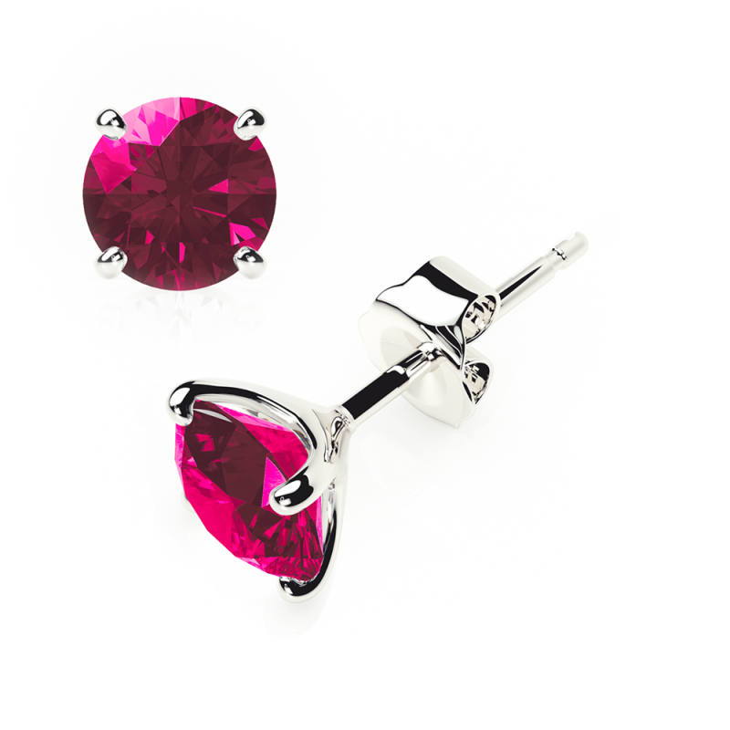 ruby earrings 0.80 ctw studs 4 claw  plat platinum - butterfly