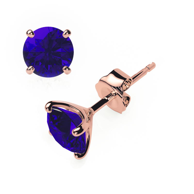Sapphire Earrings 0.20 CTW Studs 4 CLAW  18K Rose Gold - BUTTERFLY