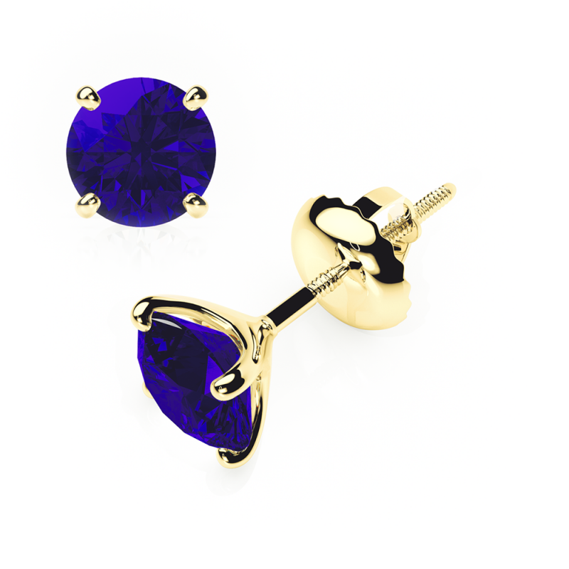 sapphire earrings 0.20 ctw studs 4 claw  18k yellow gold - screw
