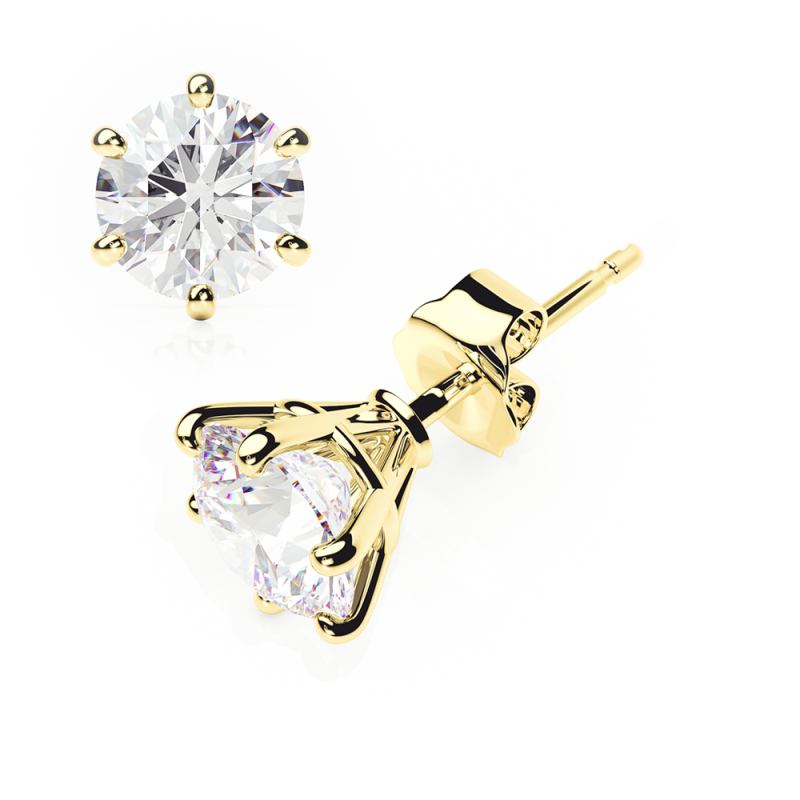 diamond earrings 0.2 ctw studs d-f/vvs quality in 18k yellow gold - butterfly