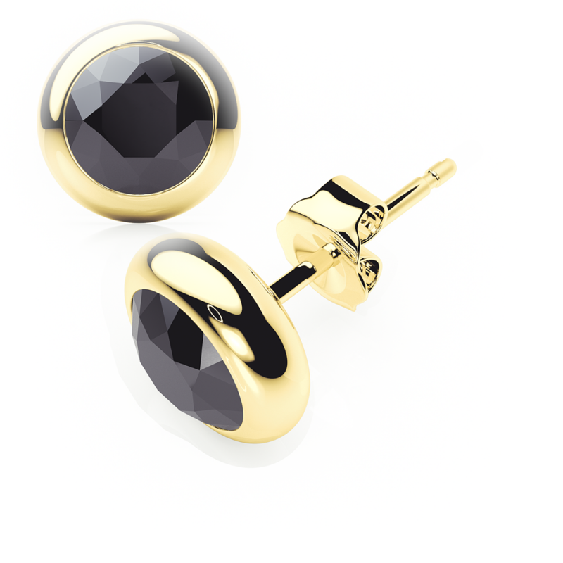 black diamond earrings 0.20 ctw studs rubover 18k yellow gold - butterfly