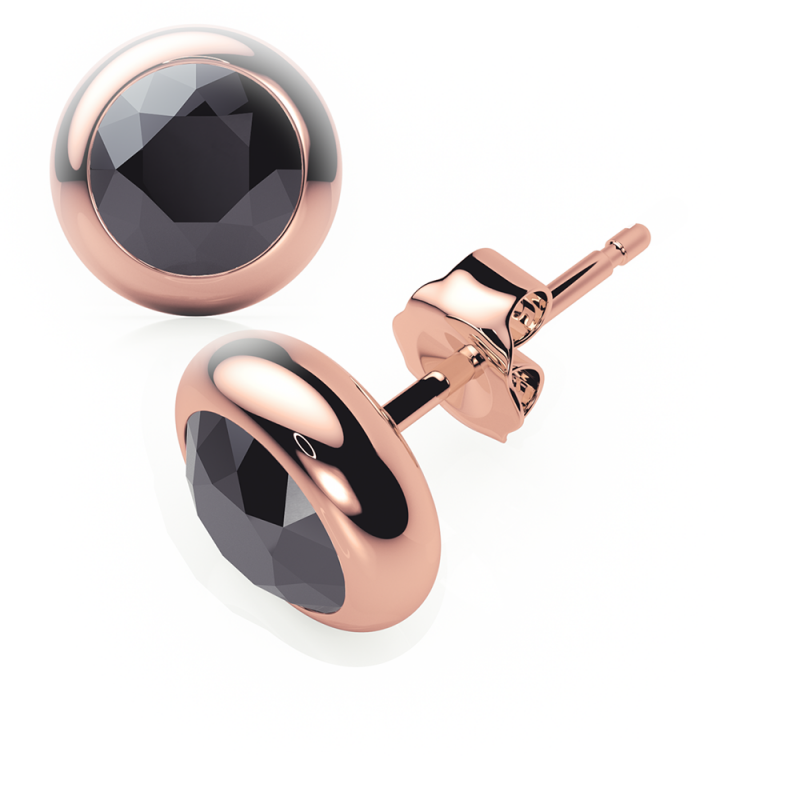 Black Diamond Earrings 0.20 CTW Studs RUBOVER 18K Rose Gold - BUTTERFLY
