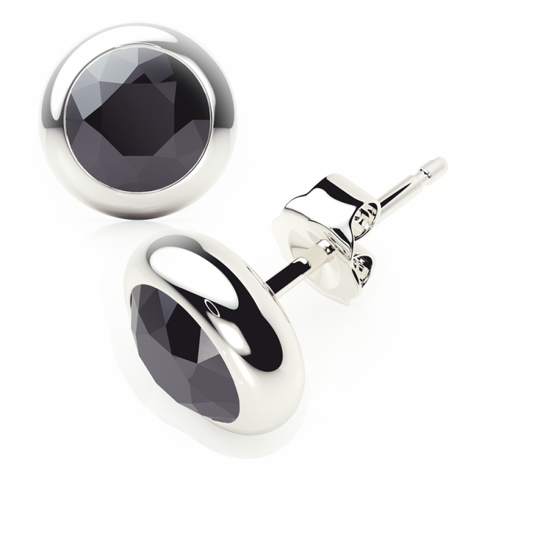 black diamond earrings 0.20 ctw studs rubover plat platinum - butterfly