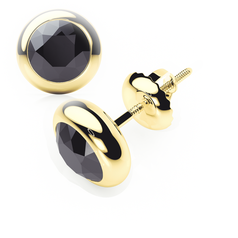 black diamond earrings 0.20 ctw studs  rubover 18k yellow gold - screw