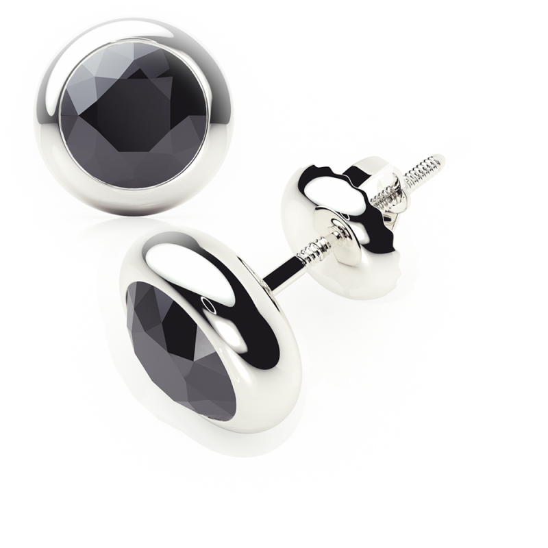 black diamond earrings 0.20 ctw studs  rubover plat platinum - screw
