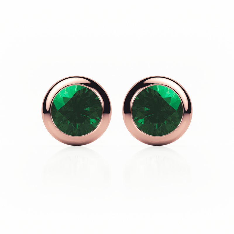 Emerald Earrings 0.20 CTW Studs  RUBOVER 18K Rose Gold - SCREW