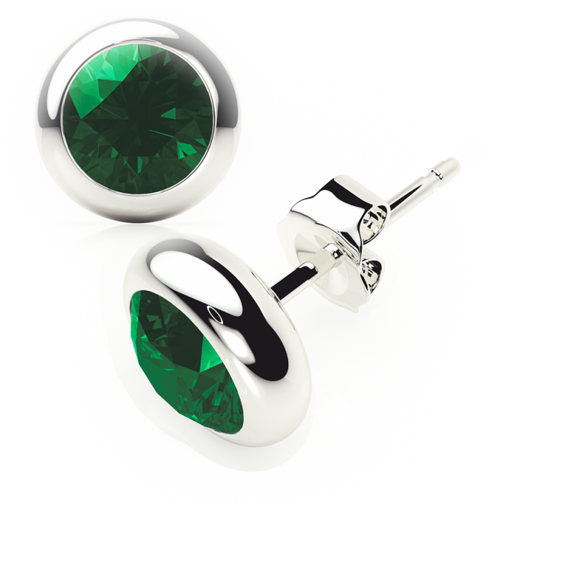 emerald earrings 0.20 ctw studs rubover plat platinum - butterfly