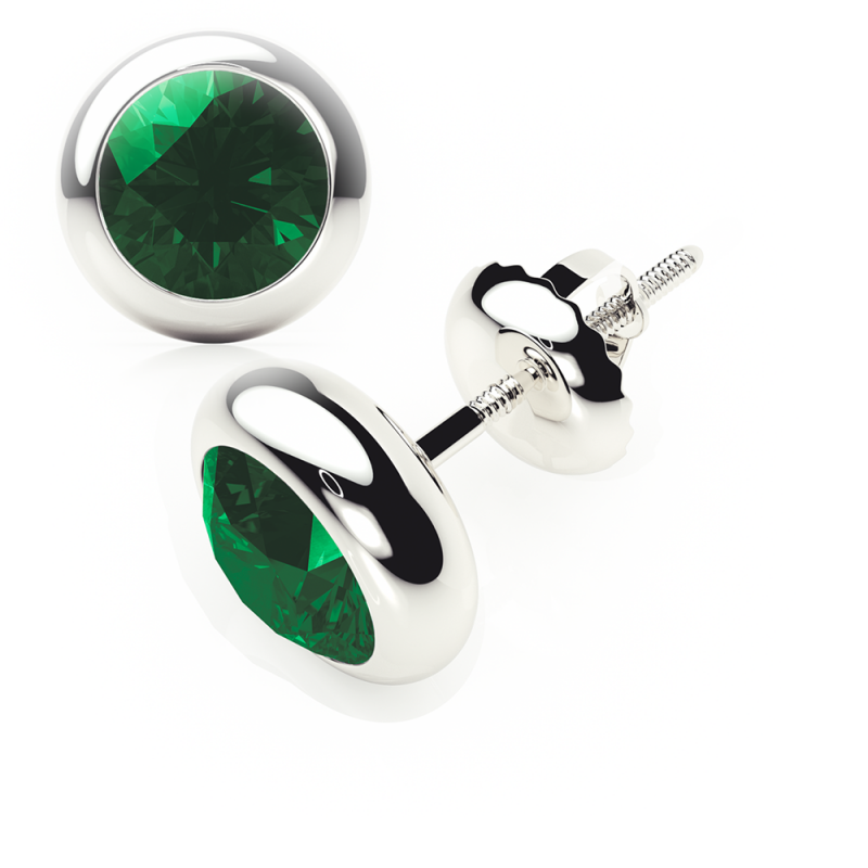 emerald earrings 0.20 ctw studs  rubover plat platinum - screw