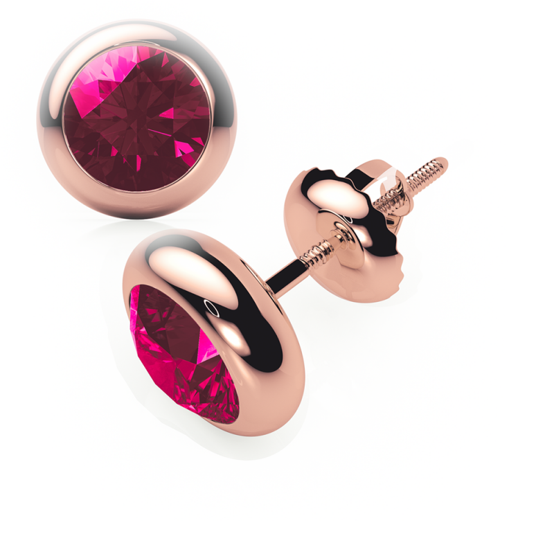 Ruby Earrings 0.80 CTW Studs  RUBOVER 18K Rose Gold - SCREW
