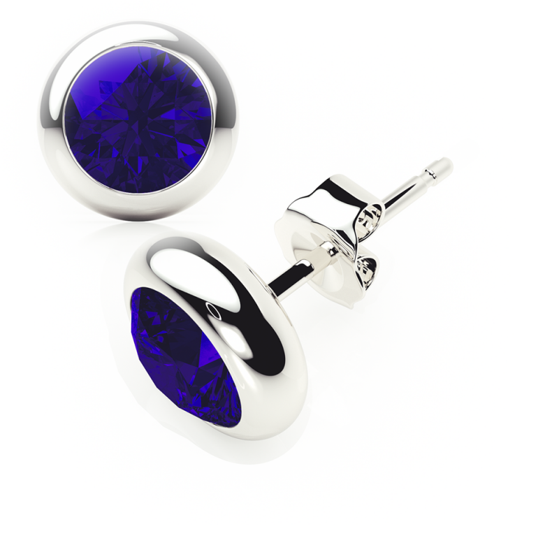 sapphire earrings 0.20 ctw studs rubover plat platinum - butterfly