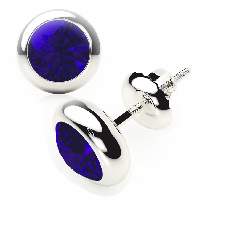 sapphire earrings 0.20 ctw studs  rubover plat platinum - screw