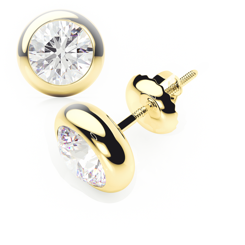 diamond earrings 0.2 ctw studs d-f/vvs in 18k yellow gold - screw
