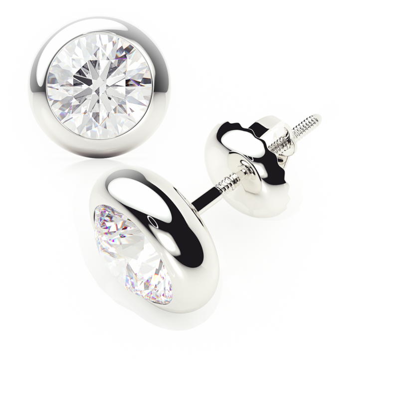 Diamond Earrings 0.2 CTW Studs D-F/VVS In 18K White Gold - SCREW