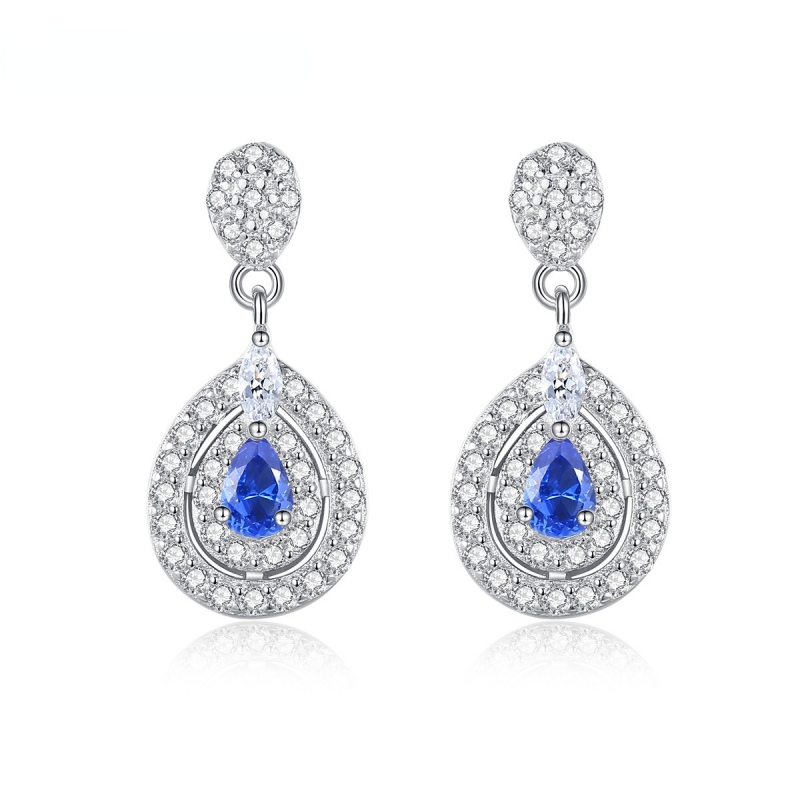 Drop Earrings Sapphire Diamonds