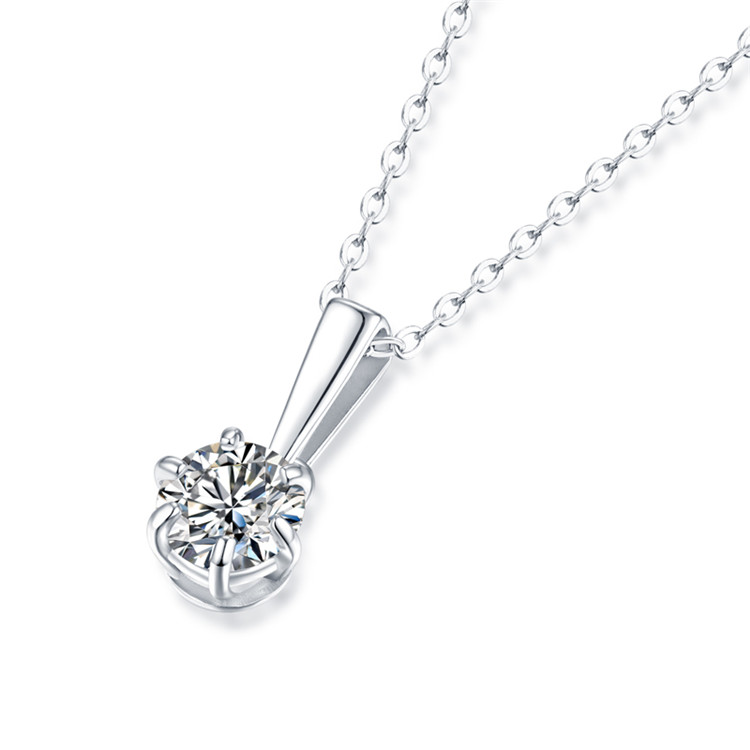 6 Claw Solitaire Diamond Pendant Necklace