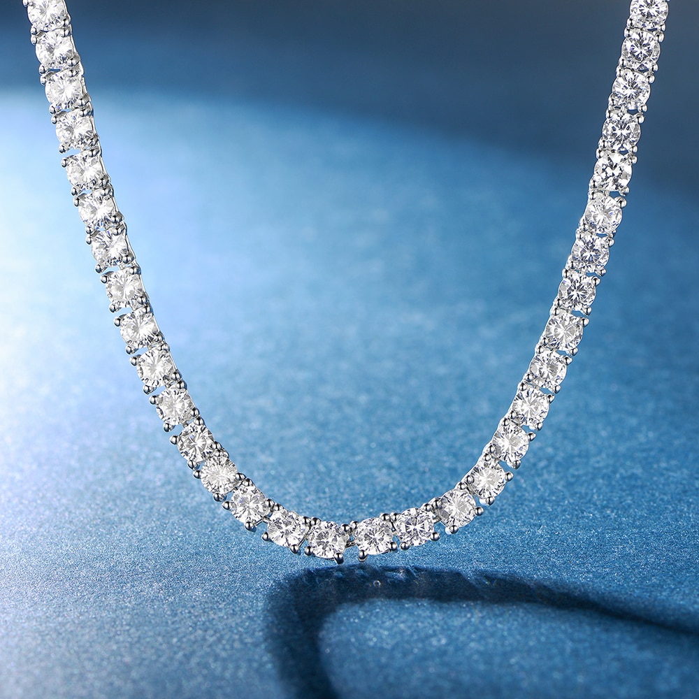 Diamond Line Necklace Round Diamonds