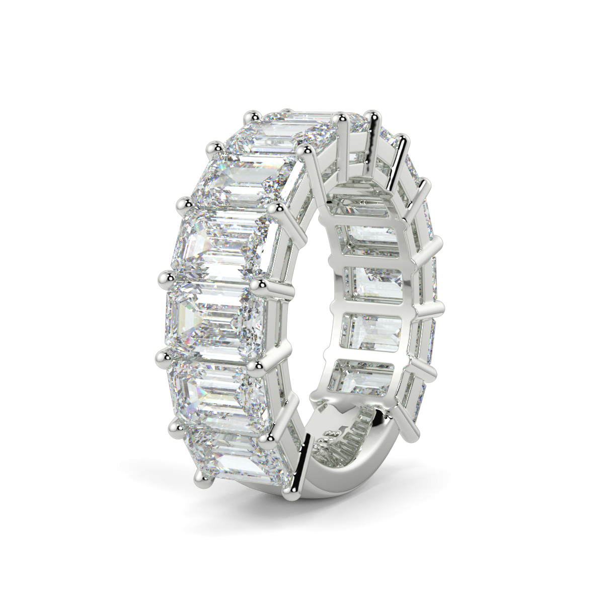 Diamond Emerald shape Ring Baguette Wedding band