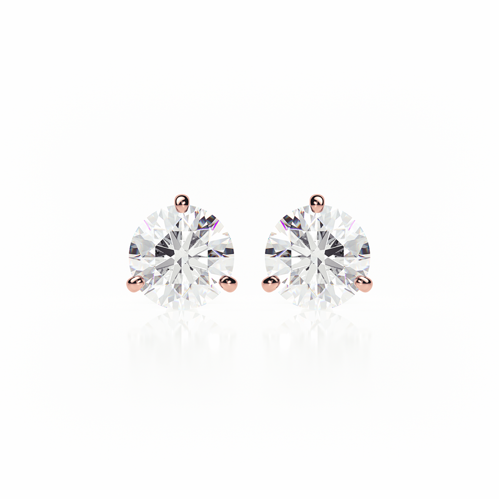 Diamond Earrings 1 CTW Studs D-F/I Quality in 18K Rose Gold - BUTTERFLY
