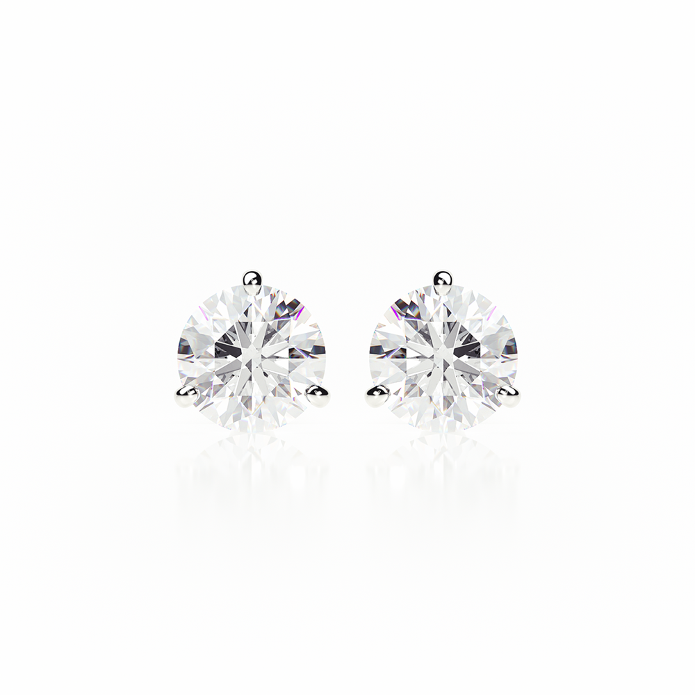 Diamond Earrings 1.2 CTW Studs I-J/I Quality in 18K White Gold - BUTTERFLY