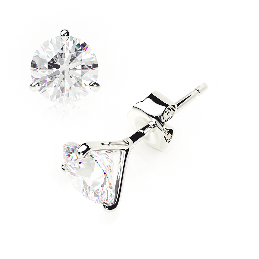 Diamond Earrings 3 CTW Studs D-F/I Quality in 18K White Gold - BUTTERFLY