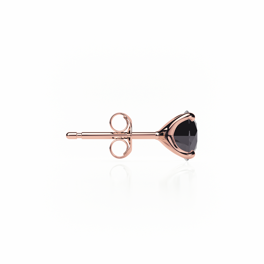 Black Diamond Earrings 0.20 CTW Studs 4 CLAW  18K Rose Gold - BUTTERFLY