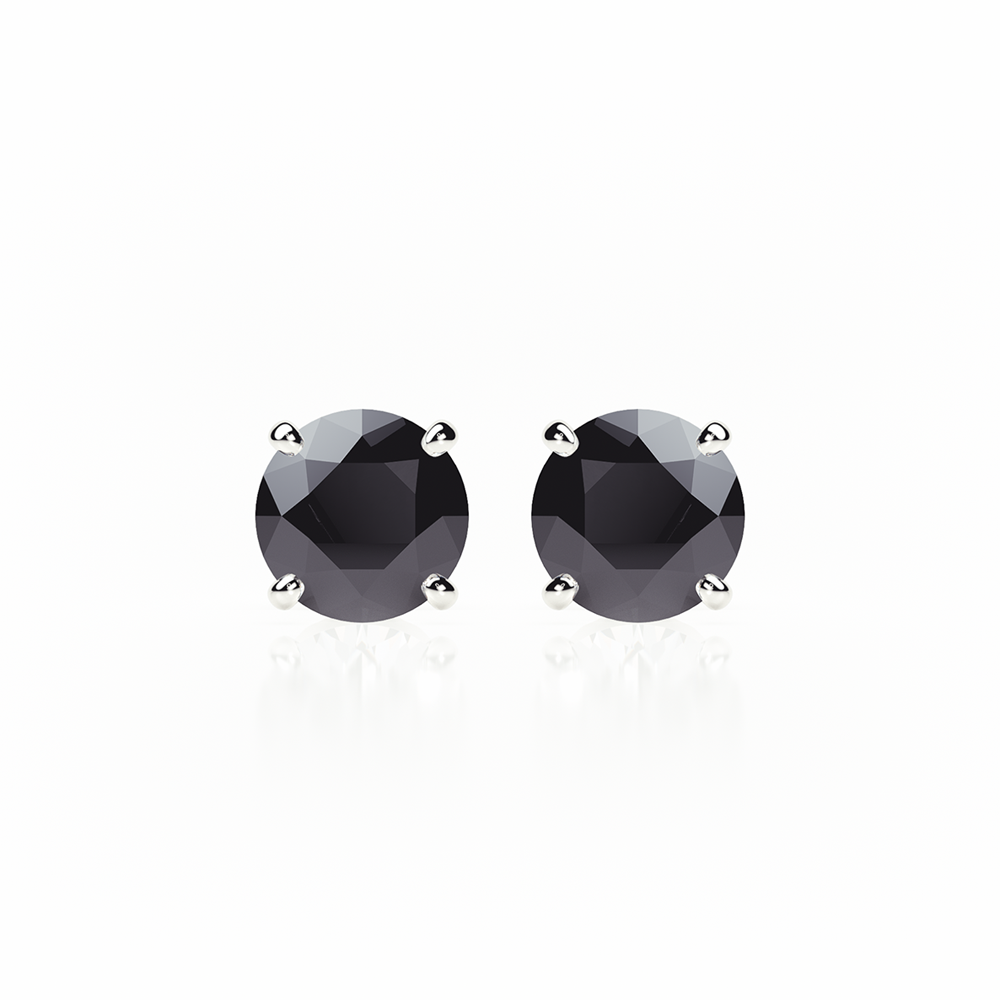 Black Diamond Earrings 0.30 CTW Studs 4 CLAW  Plat Platinum - SCREW