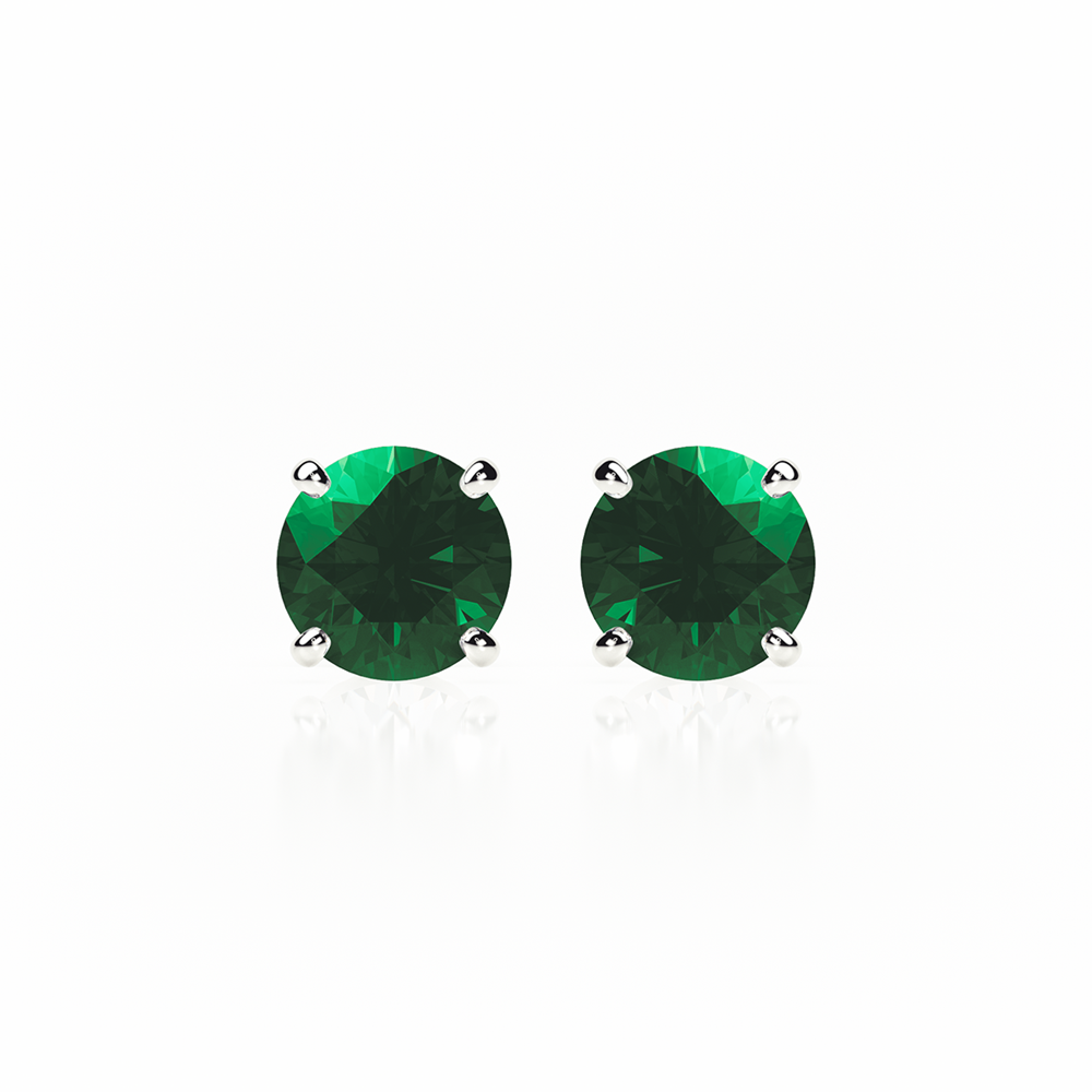 Emerald Earrings 1  CTW Studs 4 CLAW  Plat Platinum - SCREW