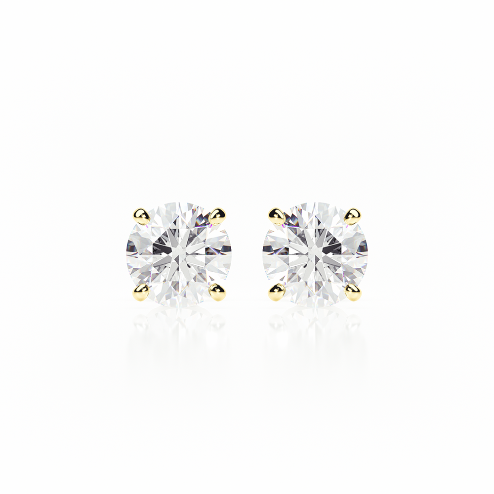 Diamond Earrings 1.2 CTW Studs D-F/S1 Quality in 18K Yellow Gold - BUTTERFLY