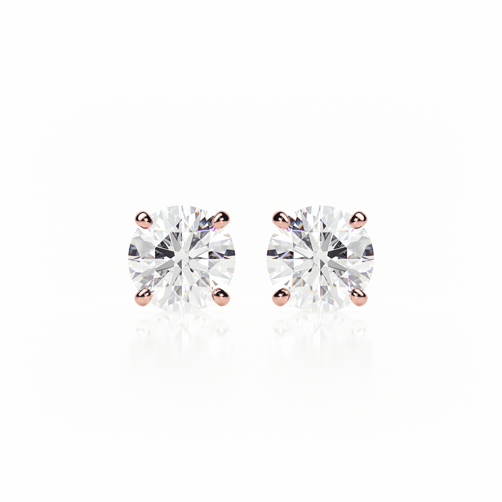 Diamond Earrings 1.6 CTW Studs I-J/S1 Quality in 18K Rose Gold - BUTTERFLY