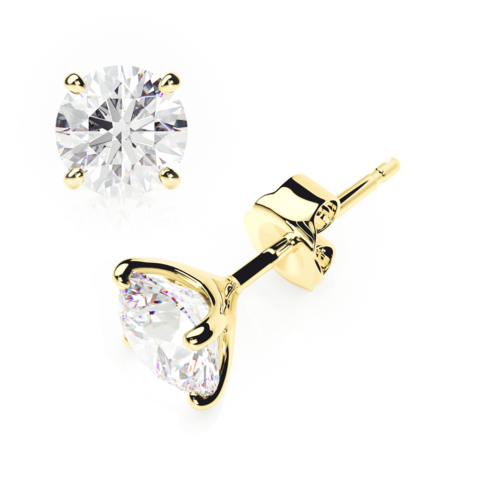 Diamond Earrings 4 CTW Studs G-H/VS Quality in 18K Yellow Gold - BUTTERFLY