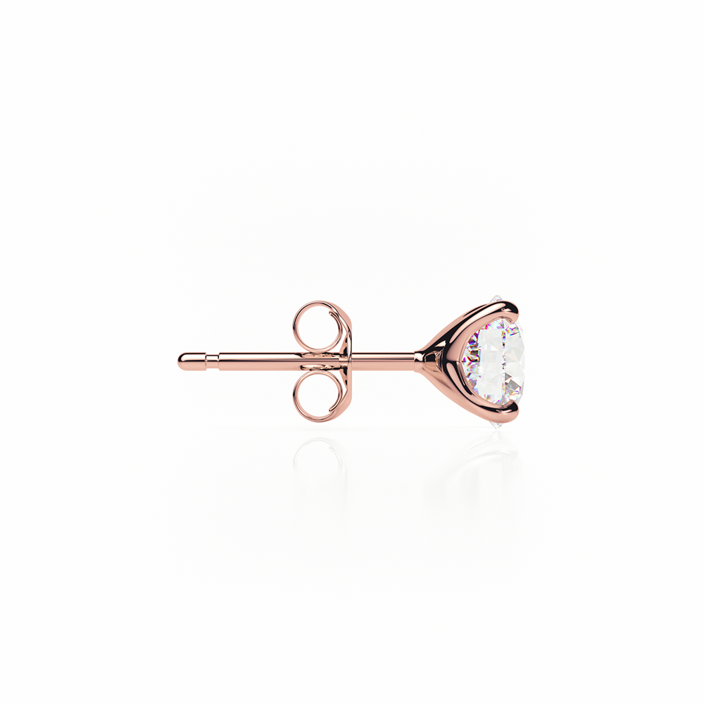 Diamond Earrings 0.6 CTW Studs D-F/VVS Quality in 18K Rose Gold - BUTTERFLY