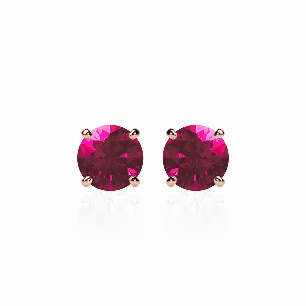 Ruby Earrings 0.50 CTW Studs 4 CLAW  18K Rose Gold - BUTTERFLY