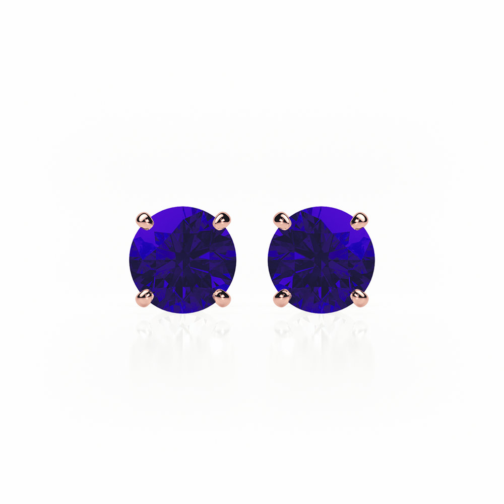 Sapphire Earrings 0.50 CTW Studs 4 CLAW  18K Rose Gold - BUTTERFLY