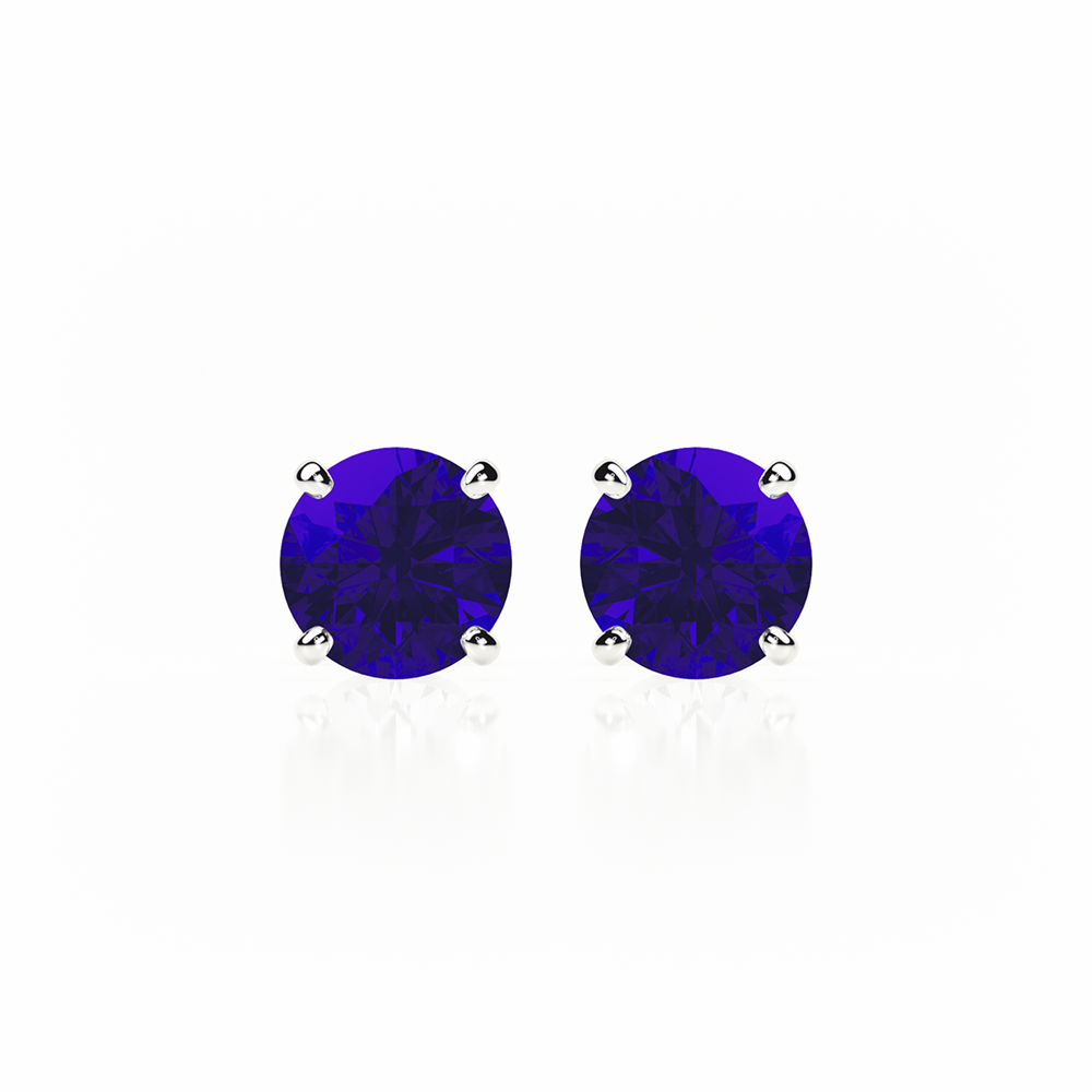 Sapphire Earrings 0.60 CTW Studs 4 CLAW  Plat Platinum - BUTTERFLY