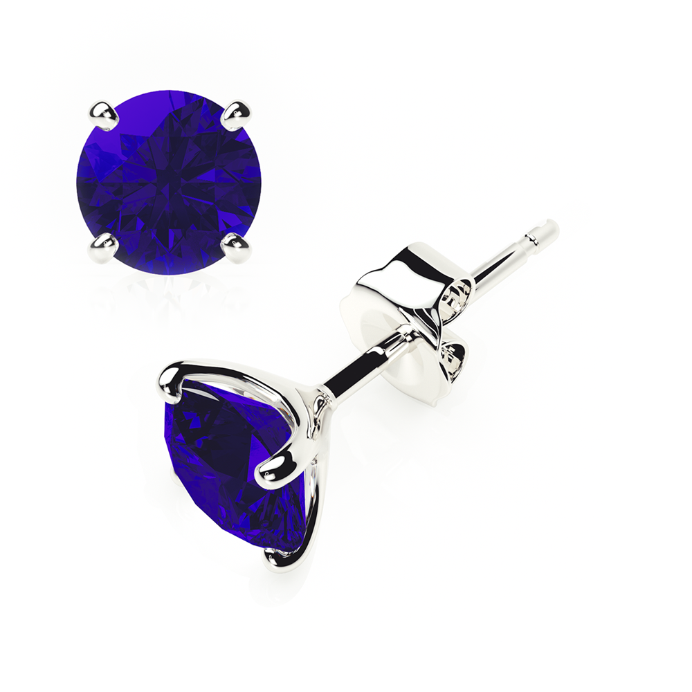 Sapphire Earrings 0.40 CTW Studs 4 CLAW  Plat Platinum - BUTTERFLY