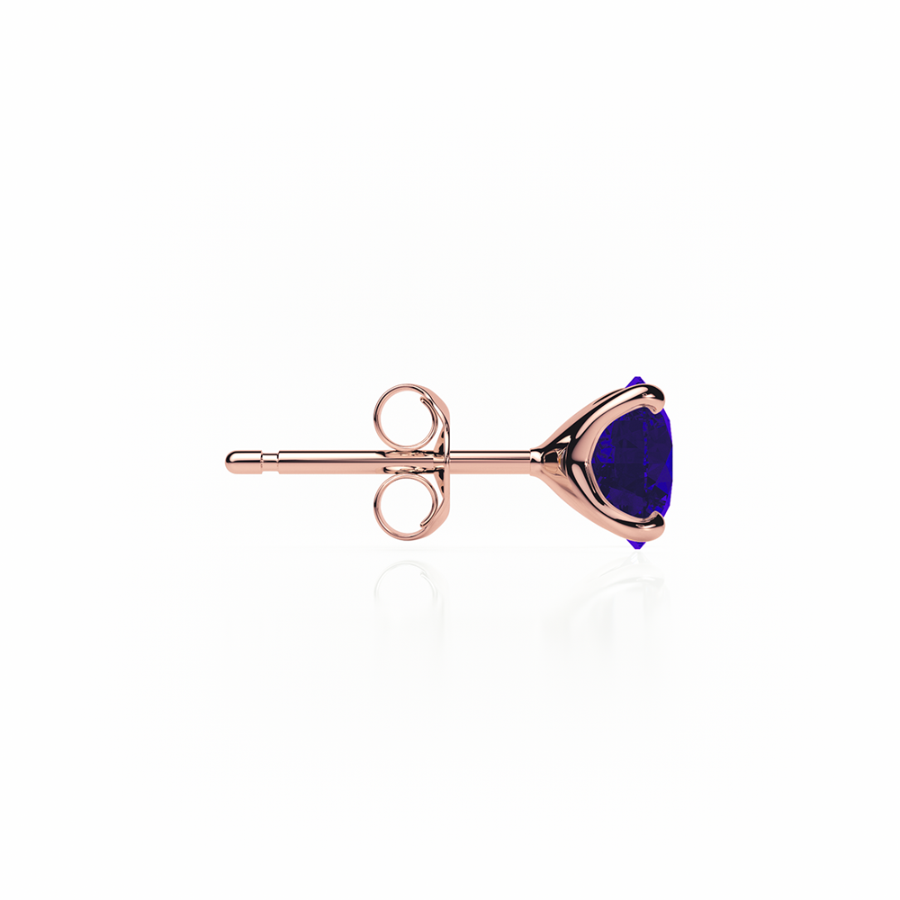 Sapphire Earrings 0.80 CTW Studs 4 CLAW  18K Rose Gold - BUTTERFLY