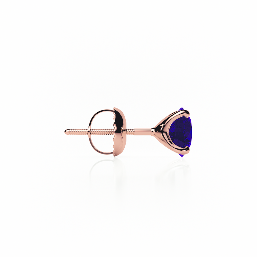 Sapphire Earrings 0.30 CTW Studs 4 CLAW  18K Rose Gold - SCREW