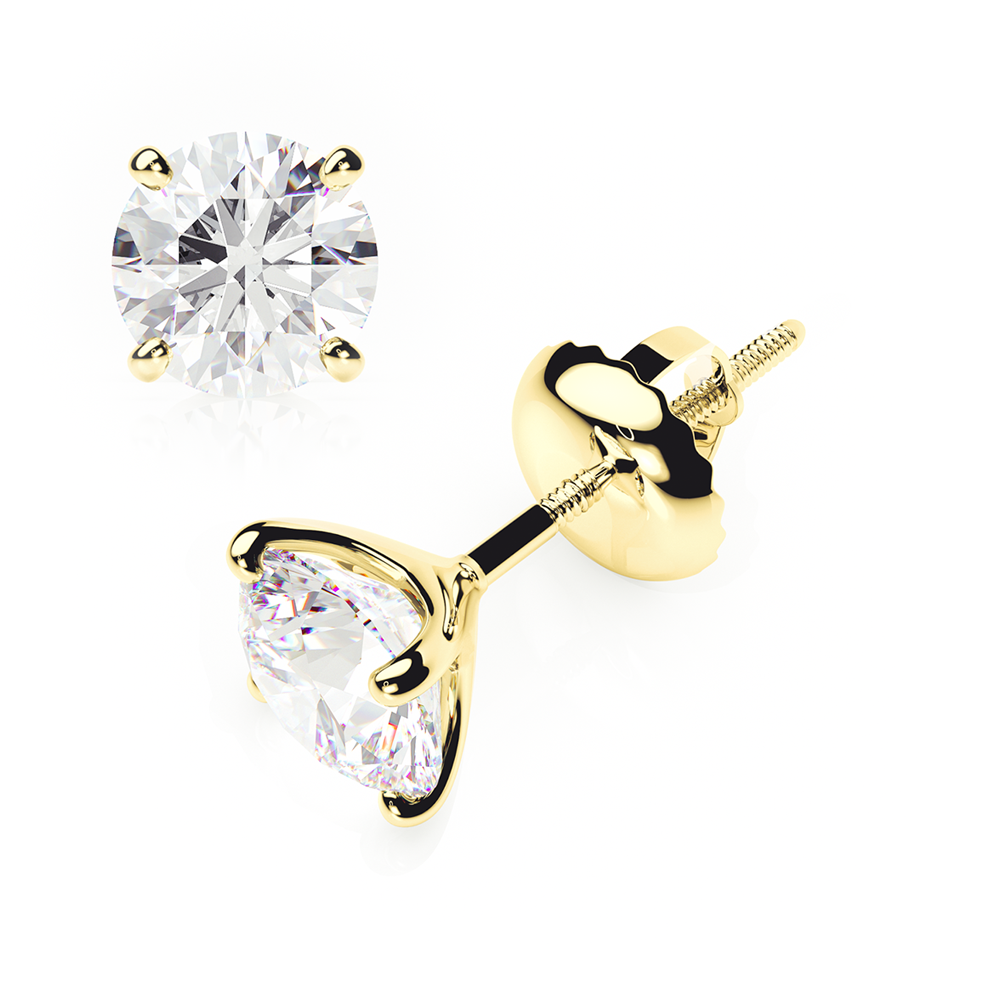 Diamond Earrings 4 CTW Studs G-H/I In 18K Yellow Gold - SCREW