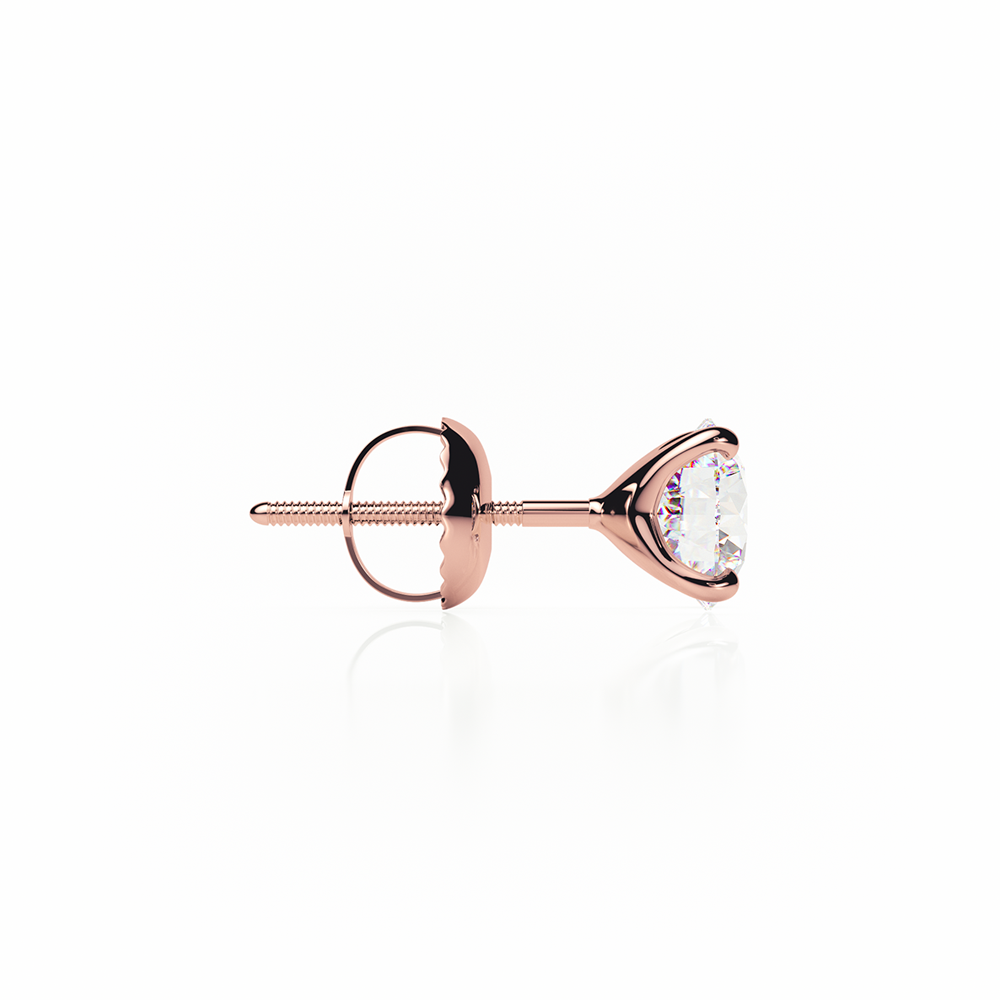 Diamond Earrings 1.6 CTW Studs D-F/I In 18K Rose Gold - SCREW