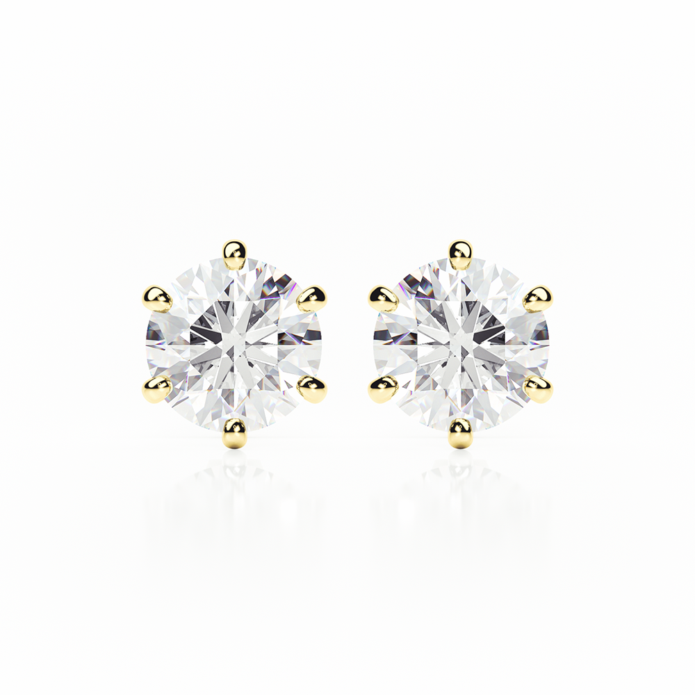 Diamond Earrings 1.8 CTW Studs I-J/S1 Quality in 18K Yellow Gold - BUTTERFLY