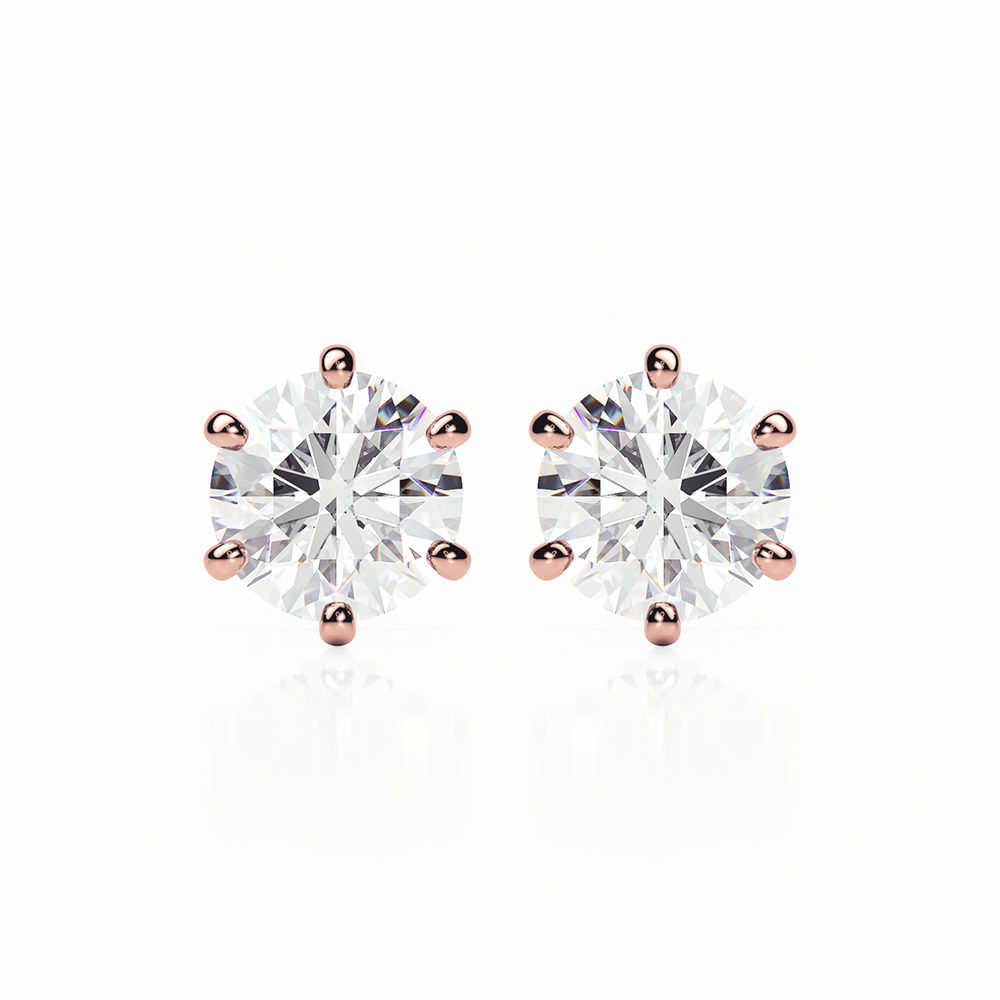 Diamond Earrings 1.6 CTW Studs D-F/S1 In 18K Rose Gold - SCREW