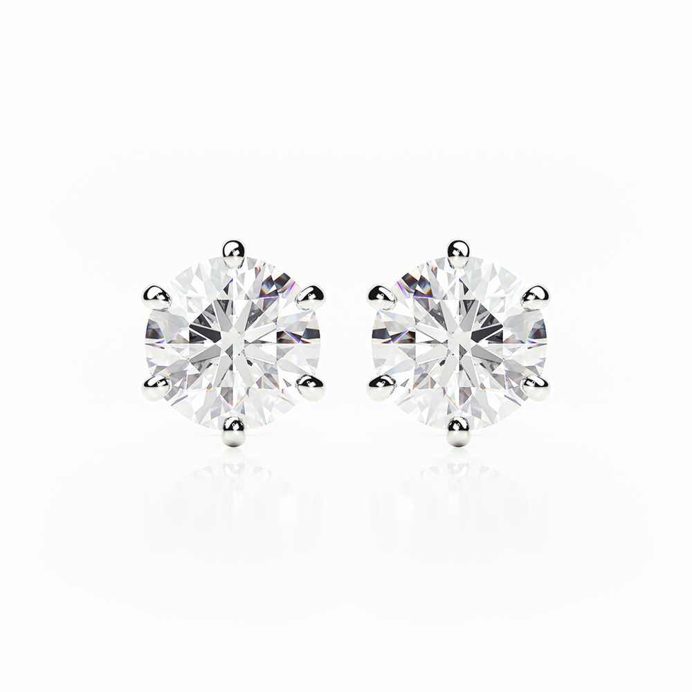 Diamond Earrings 0.6 CTW Studs I-J/S1 Quality in 18K White Gold - BUTTERFLY