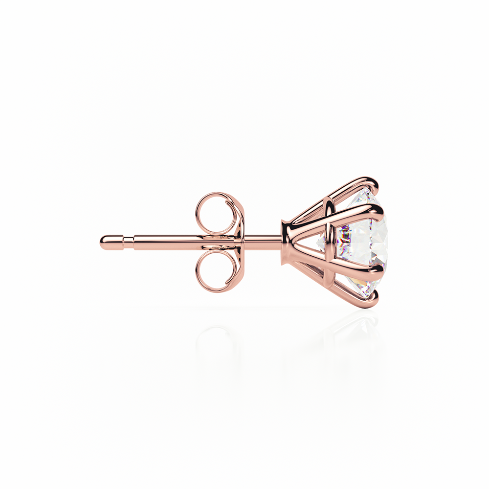 Diamond Earrings 1.4 CTW Studs D-F/VVS Quality in 18K Rose Gold - BUTTERFLY