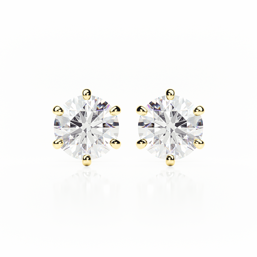 Diamond Earrings 0.6 CTW Studs D-F/I In 18K Yellow Gold - SCREW